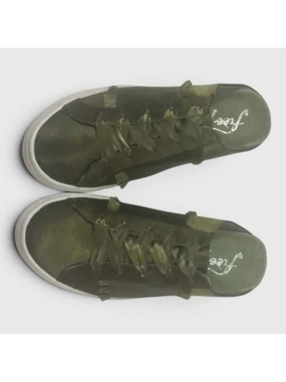 Free People Khaki Satin Slip-On Sneakers for Women -Size 6 US New in Box